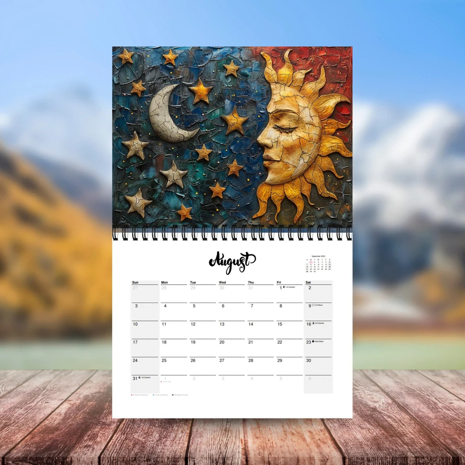 Lkzmdpt 2025 Sun And Moon Calendar Home Decor 12 Platform Calendar， Sun