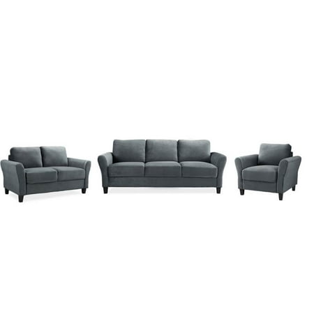3 Piece Sofa Set with Sofa, Loveseat, and Accent Chair in Dark (World Best Sofa Set)