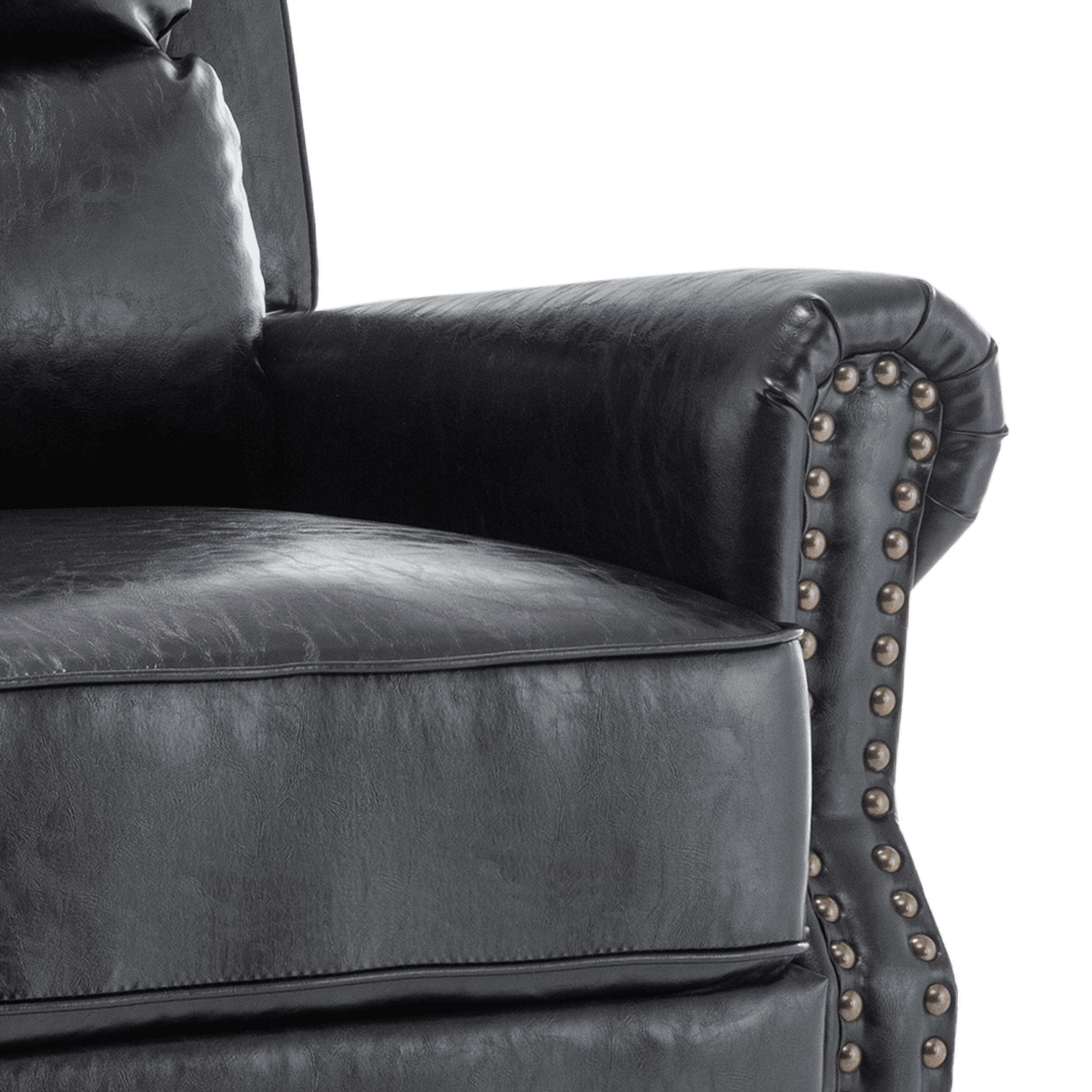 Push Back Recliner Chair Set of 2 Faux Leather Wingback Chair Reading Sofa for Living Room,Black