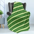thumbnail image 4 of Green Soft Flannel Fleece Throw Blanket, Wavy Horizontal Lines in Vibrant Colors Traditional Irish Pattern, Cozy Plush for Indoor and Outdoor Use, 50" x 60", Lime Green Dark Green, by Ambesonne, 4 of 5