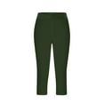 thumbnail image 4 of CheerKidz Women's Slim Fit Capri Pants, Summer Solid Color Elastic Waist Yoga Gym Pants with Splicing Design Lightweight Quick-Drying Workout Pants(Army Green,M), 4 of 6