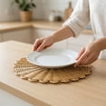 thumbnail image 3 of Woven Circular Rattan Placemat for Dining Table, Natural Handmade Rattan Coaster, Heat Resistant Non-Slip Table Mat(B), 3 of 4