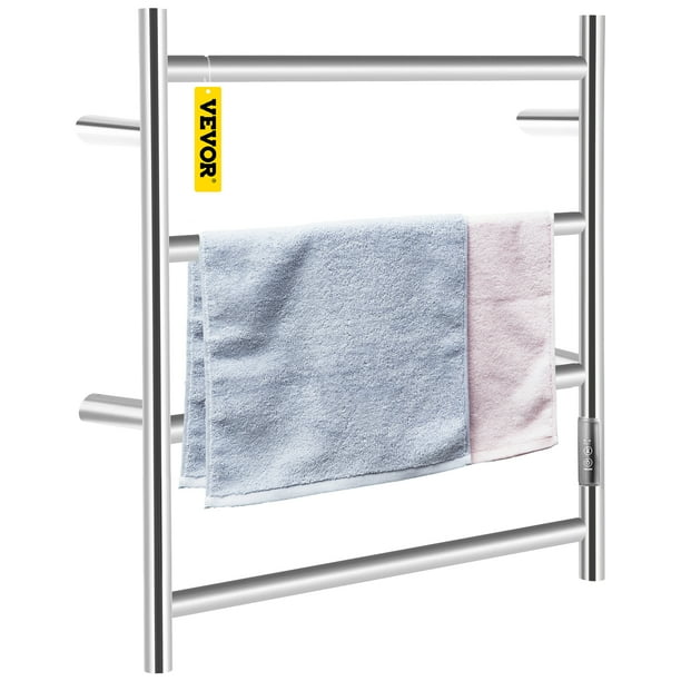 Vevor 4 Bar Heated Towel Rack Electric Heater Warmer W Timer Wall Mounted Plug In Bath Polished Stainless Silver Com Vevor 4 Bar Heated Towel Rack Electric, Plug In Towel Warmer Rack