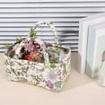 thumbnail image 3 of Yucurem Boho Fabric Storage Basket with Handles, Portable Quilted Baskets for Storages, Foldable Floral Laundry Organizer Bin for Home Picnic Shopping Travel, 8.66" x 4.72" x 4.72", 3 of 5
