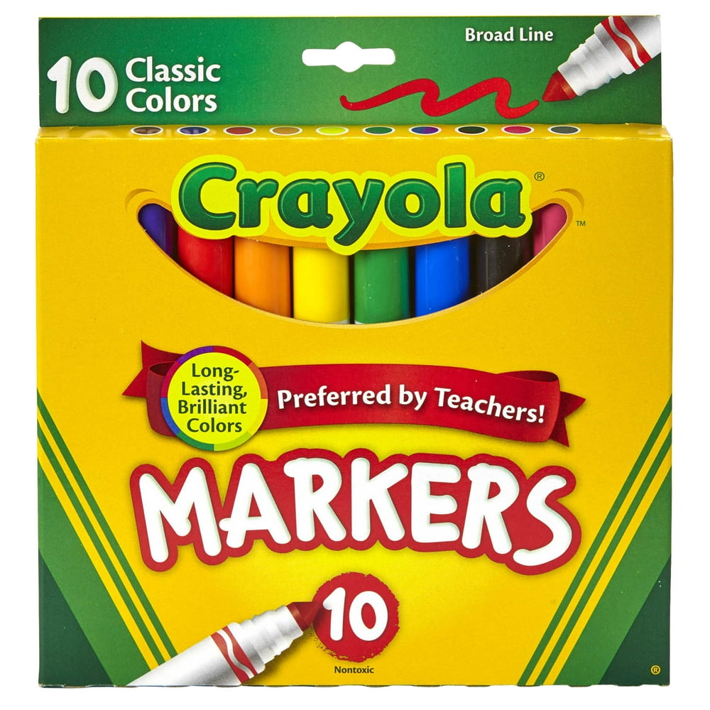Crayola Broad Line Markers, Classic Colors 10 ct per box, Set of 6
