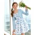 thumbnail image 5 of Aideaone Girls Dress Set Floral Spaghetti Strap Dress with Cardigan for Tweens Teens 7-14 Years, 5 of 8