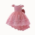 thumbnail image 2 of NAISIBABY Girls Formal Pageant Dress, Bubble Sleeve Floral Embroidery Mesh Wedding Birthday Princess Dress Pink 110, 2 of 8
