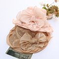 thumbnail image 4 of Women Church Cap Lace Bow Temperament Foldable Flat Top Sun Hat for Wedding, 4 of 10