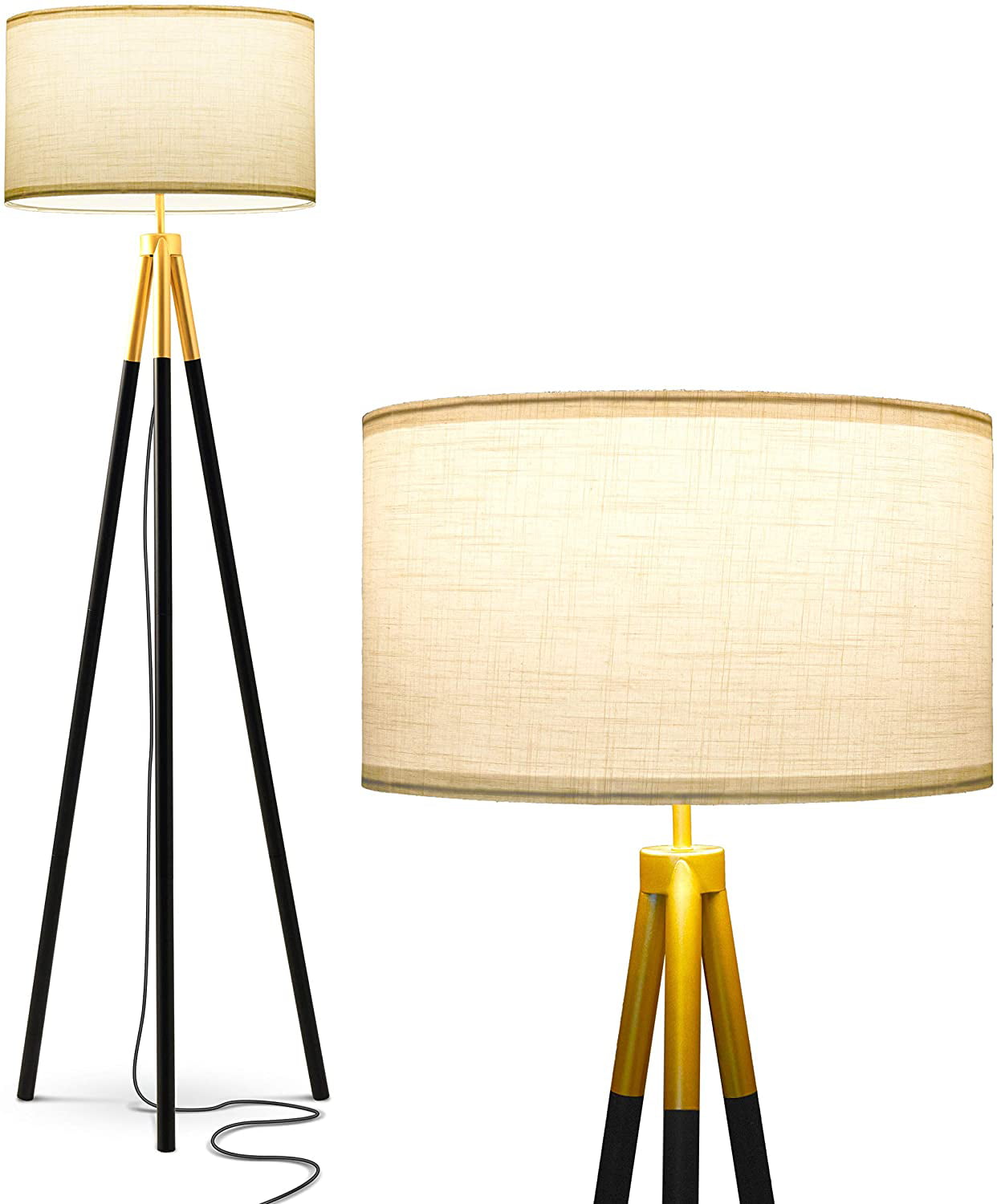 Brightech Levi - Black and Gold Tripod Floor Lamp for Living Rooms - Match  Your Bedroom's Mid Century Modern or Farmhouse Decor with This Vintage  Standing Light - Includes LED Bulb - Walmart.com