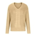 thumbnail image 6 of Sakmal Ladies Tops Under $5 Beige Long Sleeve Solid V-Neck T-Shirts Womens Shirts, 6 of 8