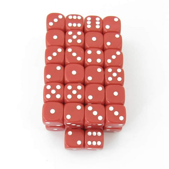 Red Opaque Dice with White Pips D6 16mm (5/8in) Pack of 50 Wondertrail