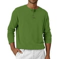 thumbnail image 2 of Inglocry Men's Henley Shirt - Long Sleeve Solid Color Button Down Cotton Shirt - Soft Undershirts for Men Green 3XL, 2 of 7