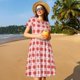 thumbnail image 4 of Easygdp Checkered Christmas With Snowflakes para Vestido Transpirable de Mujer, Vestido Suelto de Manga Corta con Pliegues y Bolsillos para el Verano, 4 of 6