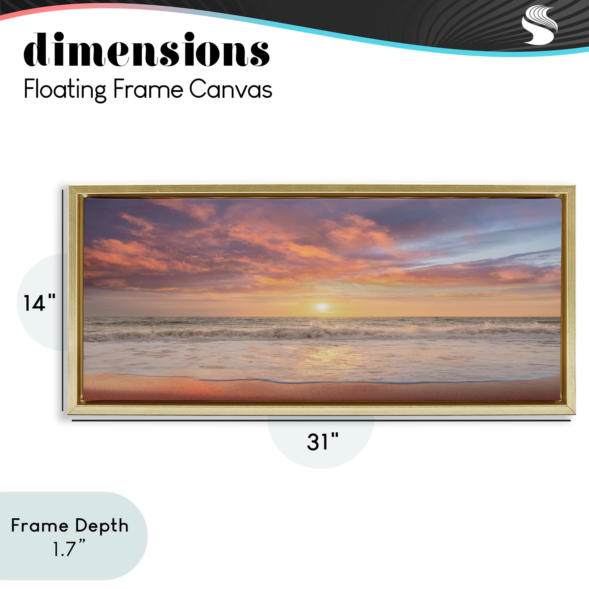 Stupell Industries Vivid Sunset Panorama Gold Framed Floater Canvas Wall Art, design by Mike Caliascibetta