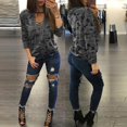 thumbnail image 5 of V-neck Camouflage Print Long Sleeves Blouse, 5 of 9