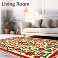 thumbnail image 2 of ODIKA 3'x5' Machine Washable Non-Slip Area Rug, Country Style Hooked with Blossoming Flower Design High Traffic Rug with Pad, Beige, 666939, 2 of 8