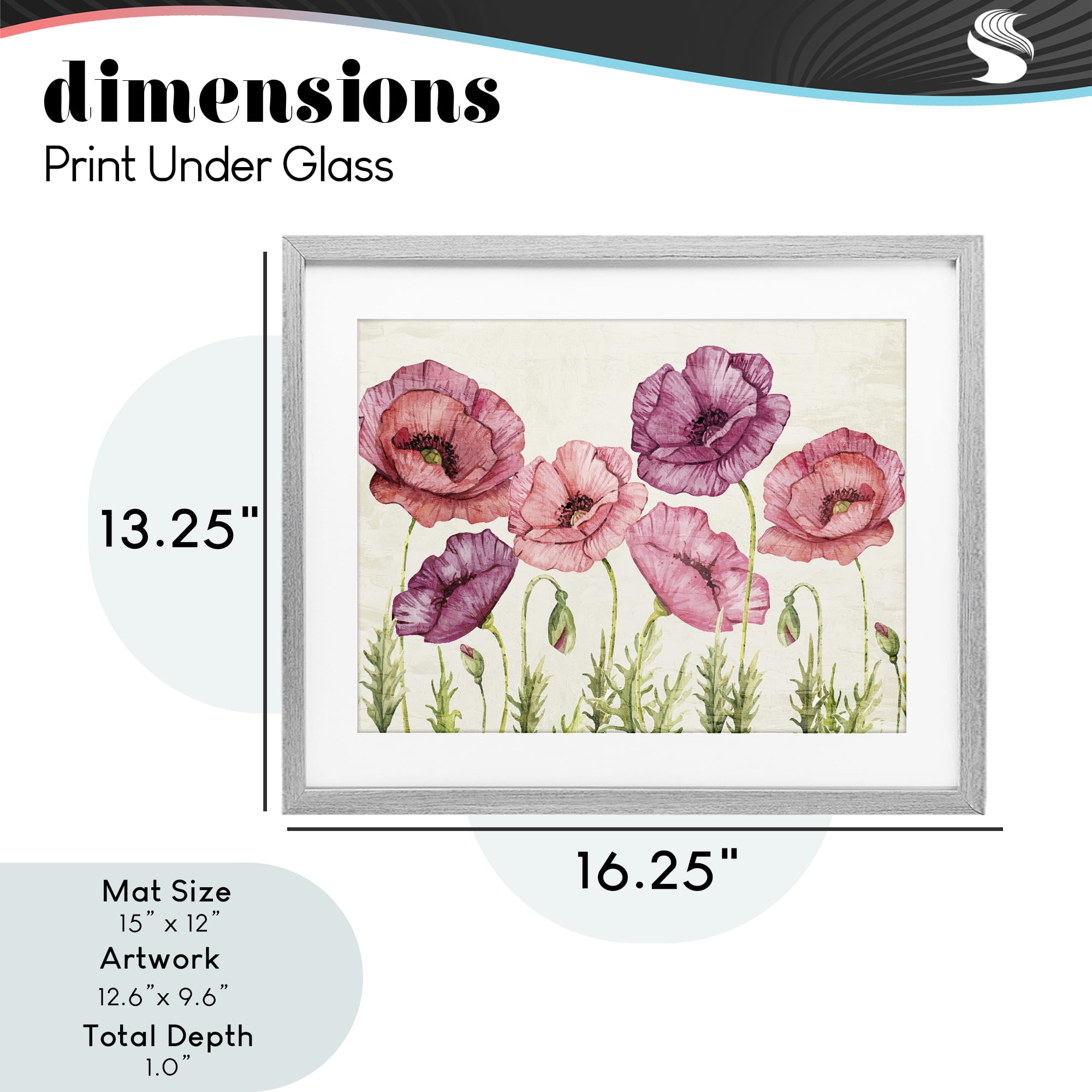 Stupell Industries Poppy Days Vintage Blooms Gray Framed Print Under Glass, design by Kim Allen