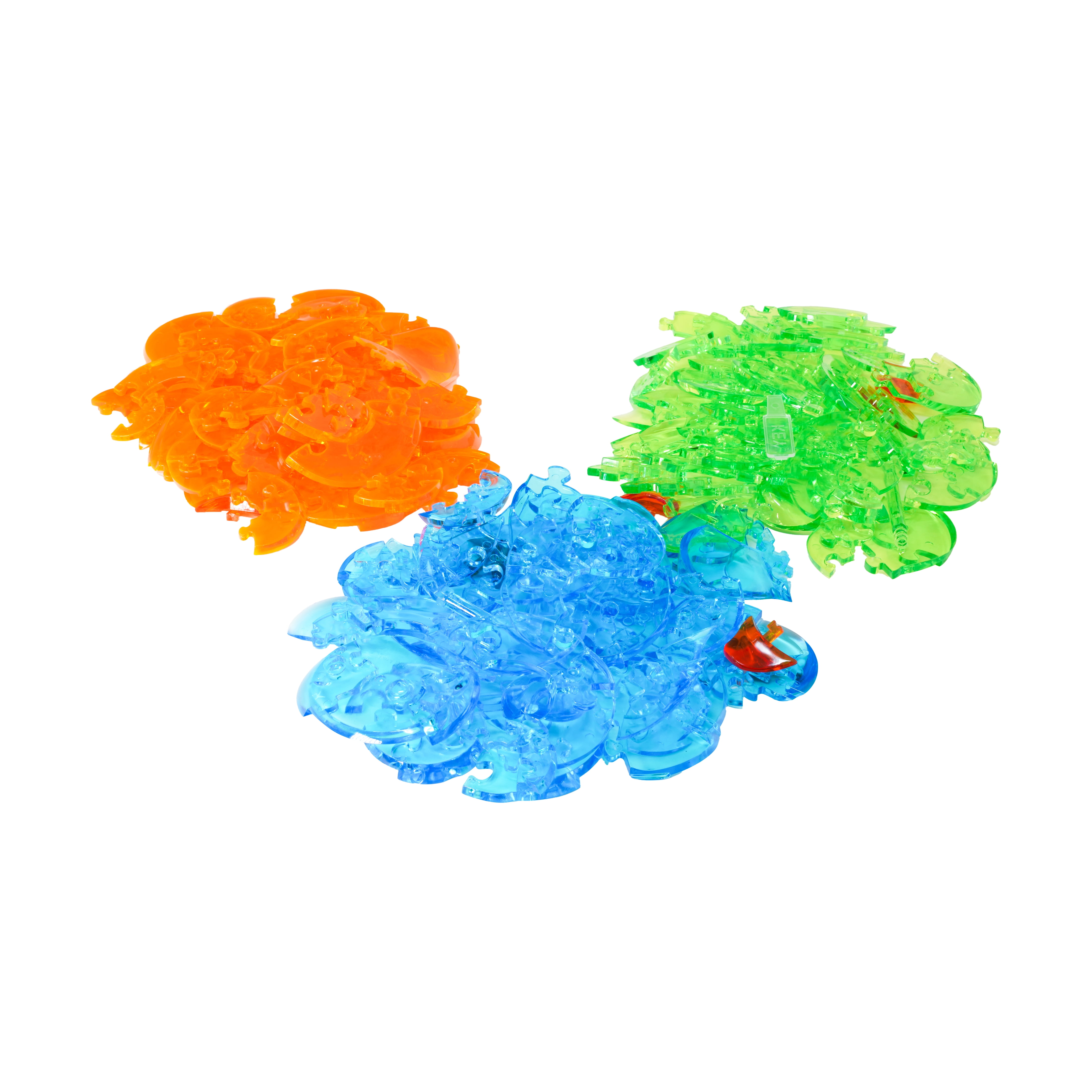 AreYouGame.com 3D Crystal Puzzle - Deluxe Rubber Ducks 3-Pack (Neon Orange/Green/Blue): 129 Pcs