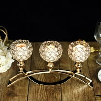 BalsaCircle 16" Gold Metal Arch Bridge Beaded Globe Candle Holder Wedding Party Centerpieces Decorations