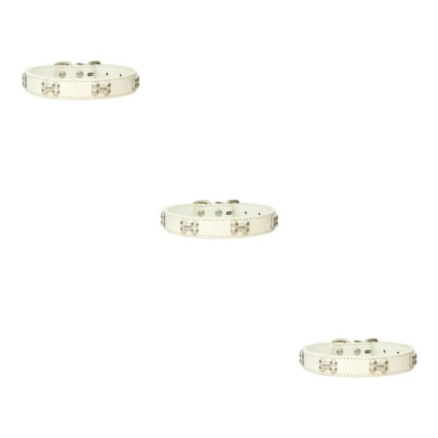 Guardoinrt Comfortable Wear In Multiple Sizes With Stylish PU Multiple Sizes Available PU Cat Collar white 1.5*37cm 3Set