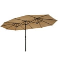 thumbnail image 2 of SESSLIFE 15 ft Patio Umbrella, Double-Sided Outdoor Market Umbrella with Hand-Crank System, Taupe Rectangle Umbrella for Balcony, Backyard, Deck, Poolside, TE2709, 2 of 7