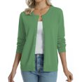 thumbnail image 3 of QUALFORT Women’s 100% Cotton Lightweight Button-Front Cardigan Sweater，crew neck Long Sleeve Knit, 3 of 7