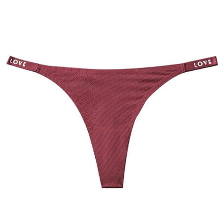 Scyoekwg Thongs for Womens Thong Ladies Panties Breathable Solid Color Fashion Low Waisted Bikini Underwear Hipster Panties G-string Panties Thong Briefs(Red XL)