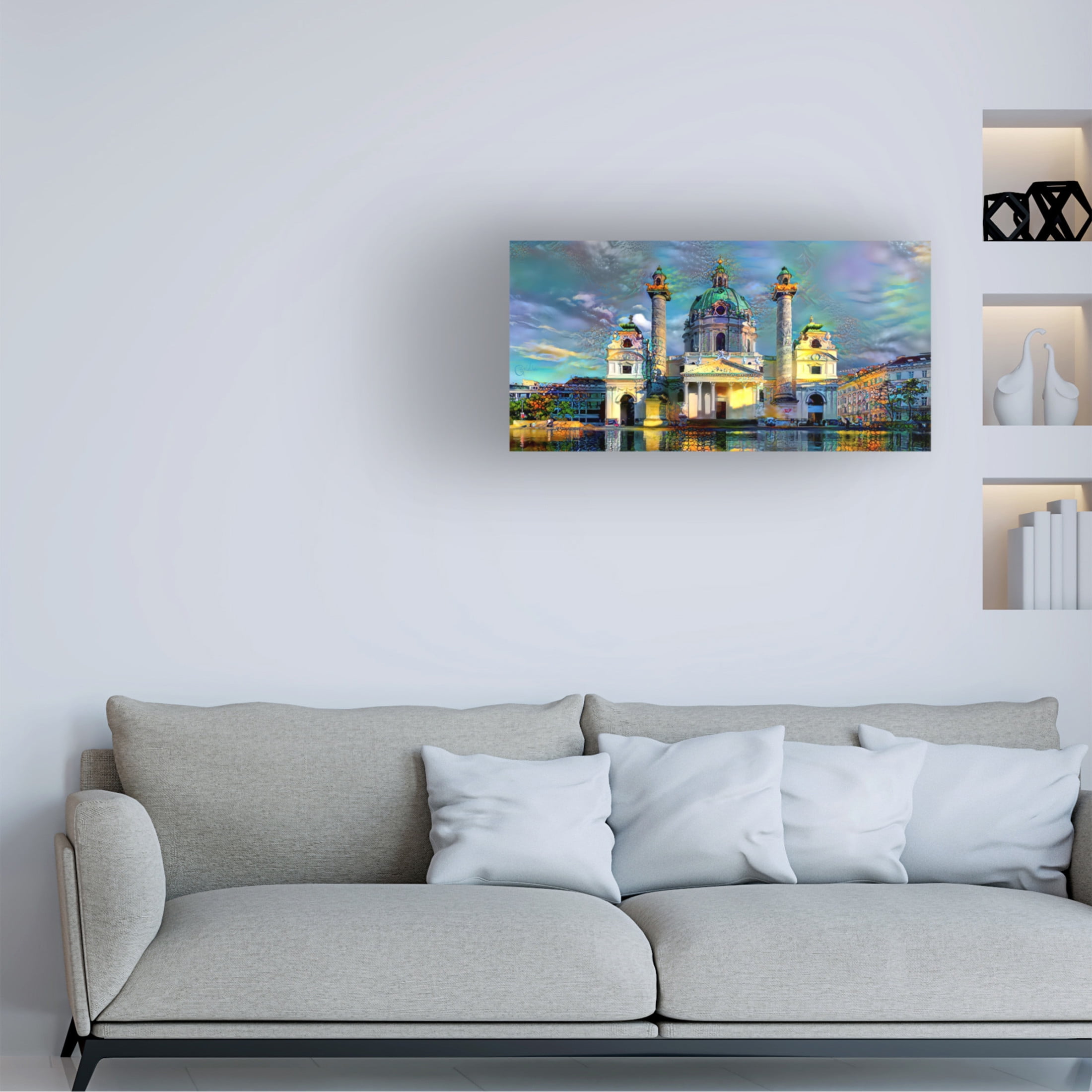 Canvas Wall Art - Pedro Gavidia 'Vienna Austria Karlskirche' Wall Art for Living Room, Bedroom, or Office Décor by Trademark Fine Art - 19 x 10 Inches