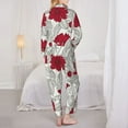 thumbnail image 5 of Kll Leaves Print Women'S Long Sleeve Pajamas With Pants Sleepwear Loungewear 2 Set-Small, 5 of 9