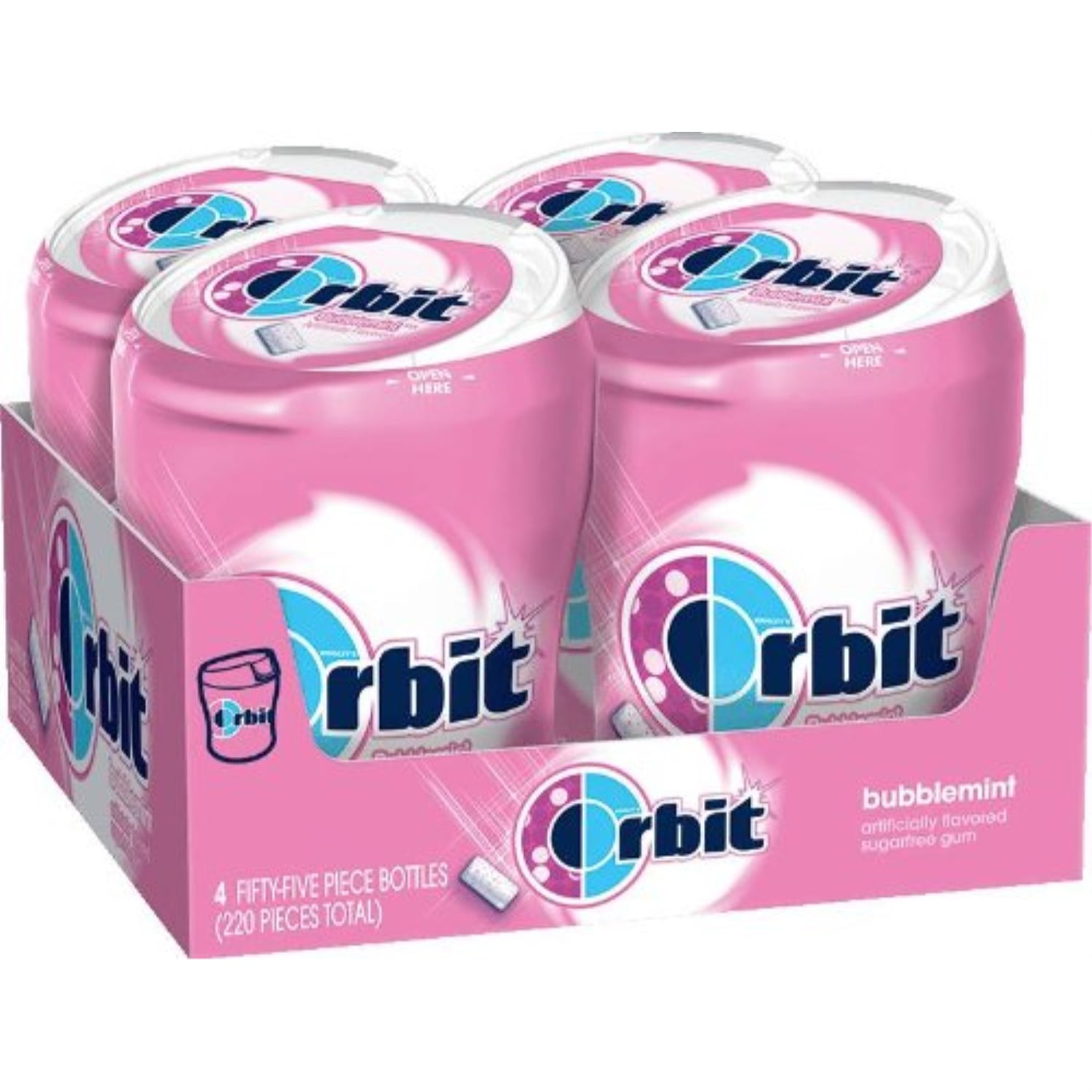 orbit bubblemint sugarfree gum, 55 piece bottles (pack of 4)