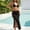 Black, variant on UTSJKR Women's Knit Beach 3 Pieces Bikini Set, Halter Tie Top with Hollow Out Split Maxi Cover Up Skirt, Holiday Resort Swimwear Black XL