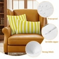 thumbnail image 4 of Yellow Striped Outdoor Pillow Covers, Waterproof Decorative Throw Pillowcases Set of 2, Modern Farmhouse Yellow White Stripes Couch Cushion Cases with Zipper for Outside Patio Garden Sofa 20"x12", 4 of 9