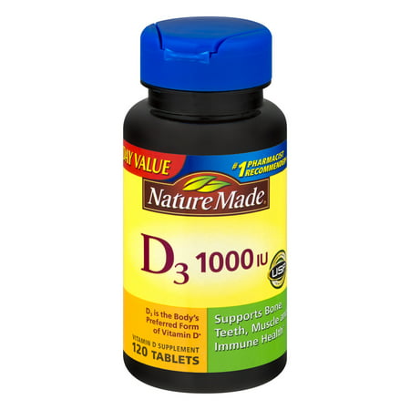 Nature Made vitamine D3 Complément alimentaire Comprimés, 1000 UI, 120 count