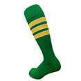 thumbnail image 3 of COUVER Unisex Cotton Bottom Cushion Striped Knee High Softball Sports Socks, Green/White/Yellow, Large, 1Pair, 3 of 8