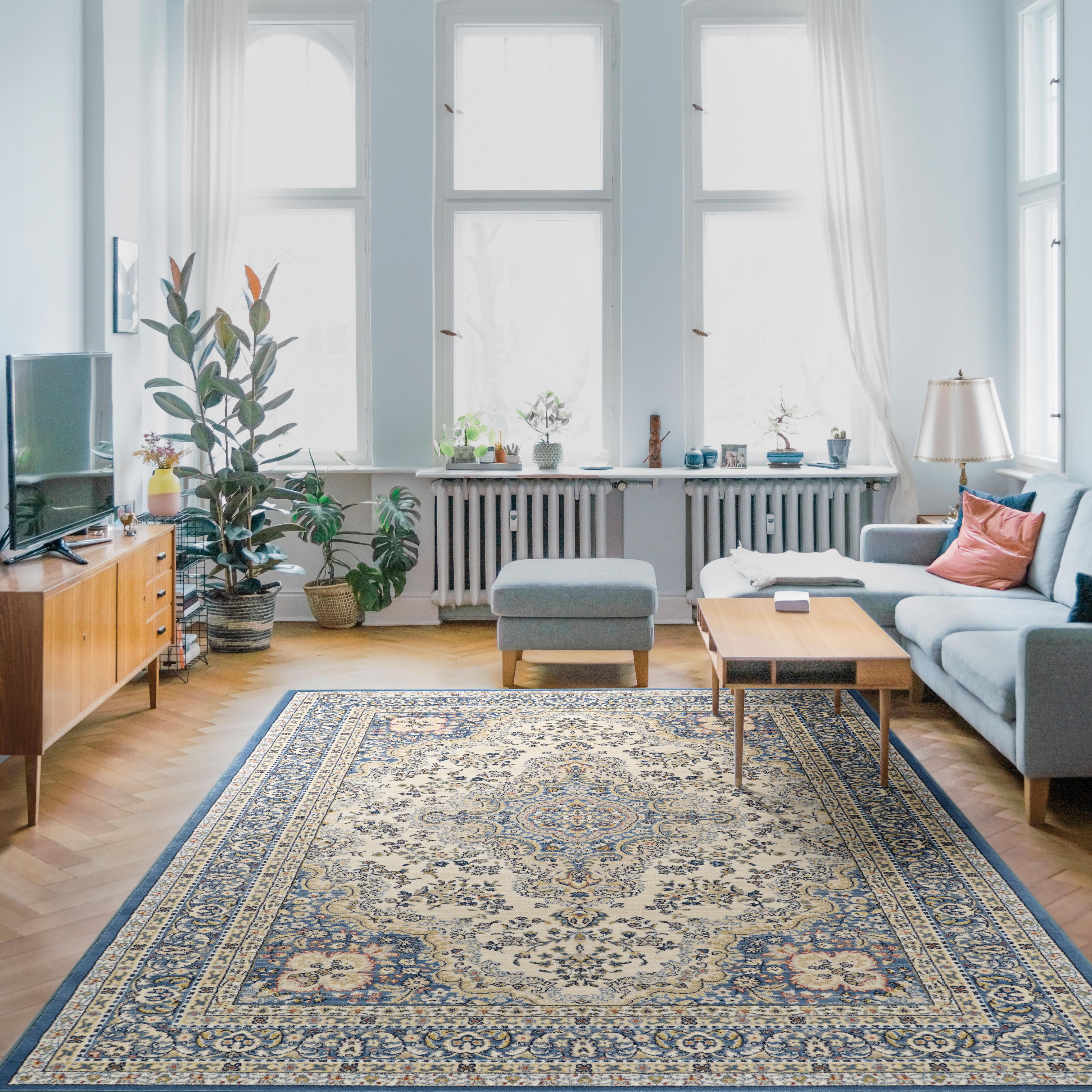 Couristan Old World Classics Floral Tabriz Wool Area Rug, Alabaster-Powder Blue, 6'6" x 9'10"