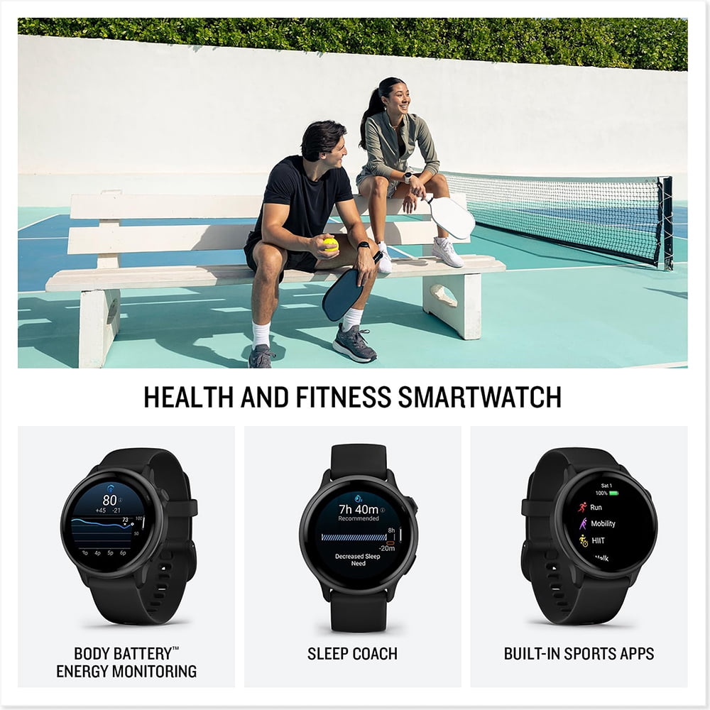 Garmin 010-02985-00 VIVOACTIVE 6 Health and Fitness GPS Smartwatch Black with Silicone Band Bundle with 2 YR CPS Enhanced Protection Pack