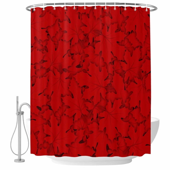 Red Canada Maple Shower Curtains for Bathroom, Waterproof Fabric Bath Curtains Decor, Bath Tub Curtain Farmhouse Maple Leaves Abstract Art Decorative Shower Curtain Sets with 12 Hooks, 72x72 Inch