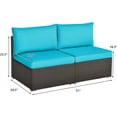 thumbnail image 3 of RELAX4LIFE 2-Piece Wicker Armless Sofa - PE Rattan Sectional Sofa Set w/Removable Cushions, All-Weather Sofa Chair Set for Porch, Balcony, Garden, Poolside, Outdoor Patio Sofa (Turquoise), 3 of 18