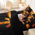 thumbnail image 4 of Castle Fairy Orange Basketball Initial T Full Size Bedding Sets 7 Pieces, Abstract Watercolor Splash Full Size Bed in a Bag, Black Orange,Black Reversible, 4 of 7
