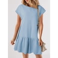 thumbnail image 2 of Vestido BLENCOT para mujer, cuello redondo, manga corta, mini, azul beau, 2 of 3