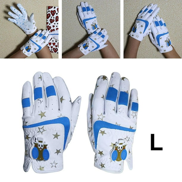 Guante de Golf para Niños Links & Mano Derecha Blanca Y Amperio; Ropa de Mano de Golf Profesional Transpirable de Cuero Suave Azul L Soledad guantes de golf para niños