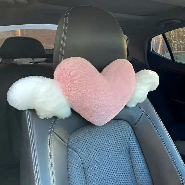 1pc Cute Cartoon Car Headrest Pillow, Neck Support Pillow, Cartoon Duck  Love Heart Back Waist Pillow Seat Back Cushion Car Interior Decoration