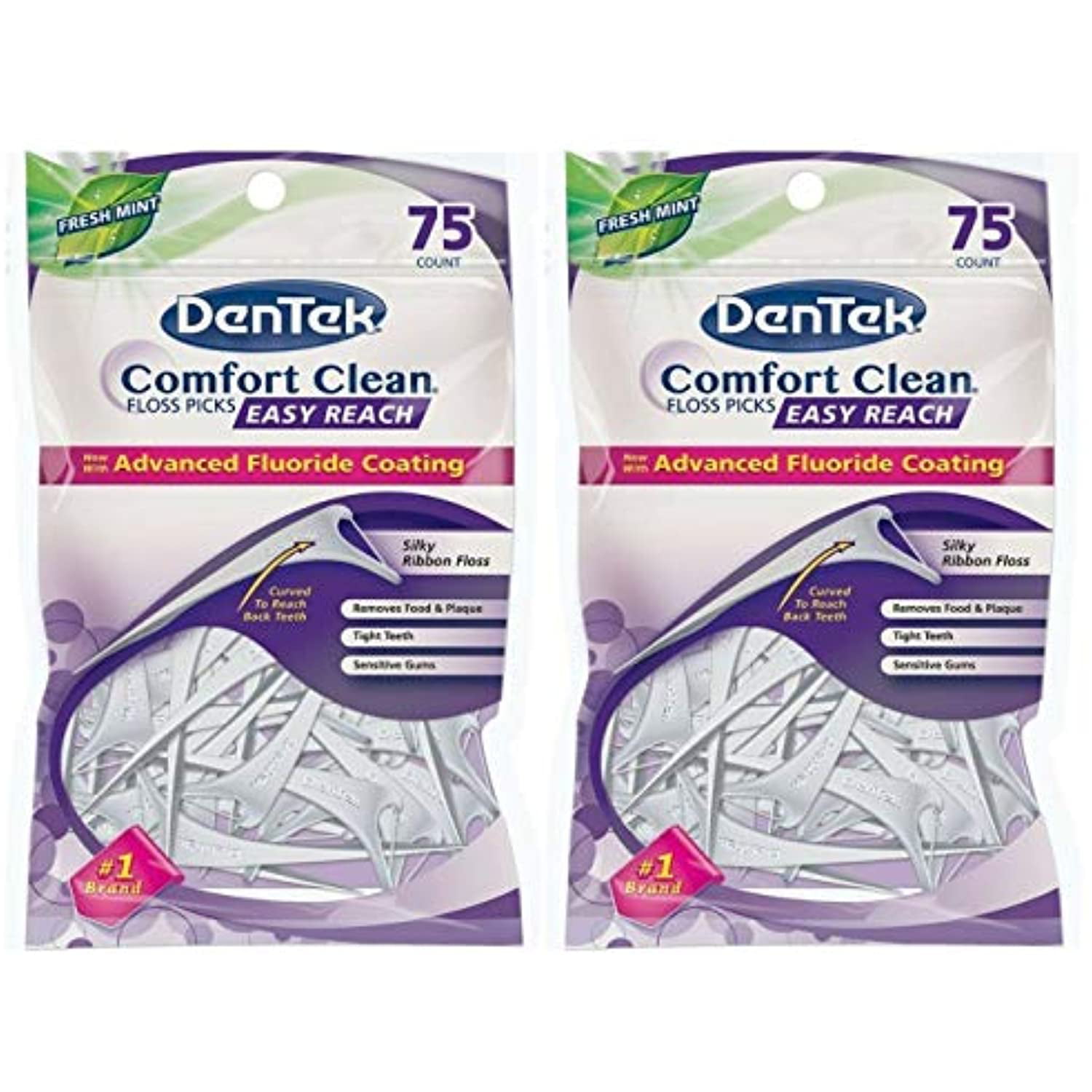 Biskop privilegeret erindringer Dentek Comfort Clean Easy Reach Floss Picks | Fresh Mint 75-Count | 2-Pack  - Walmart.com