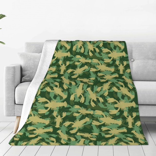 Fotbe Crayfish Army Manta de Franela Acolchonada con Estampado, Súper Suave y Esponjosa, Extra Grande para Sofá, Cama, Uso Todo el Año-40"x30"