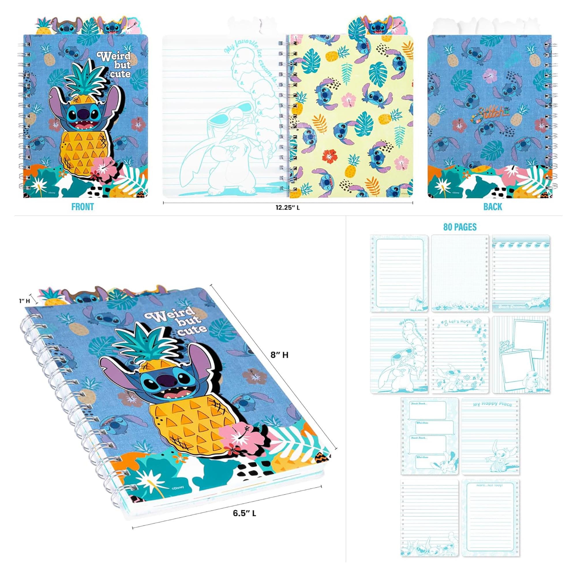 Fashion Angels: Disney Stitch - Journal Gift Set - Stationary Kit, 80 Page Book, 4 Gel Pens, 100+ Stitch Stickers, 4 Erasers, 4 Rolls Of Tape, Kids 6+