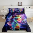 thumbnail image 3 of Cute Horse Twin Comforter Set Purple Galaxy Bedding Set Twin, Chic Butterfly Bedding Comforter Sets Farm Animal Duvet Set, Univers Glitter Stars Quilted Comforter, 3 of 7
