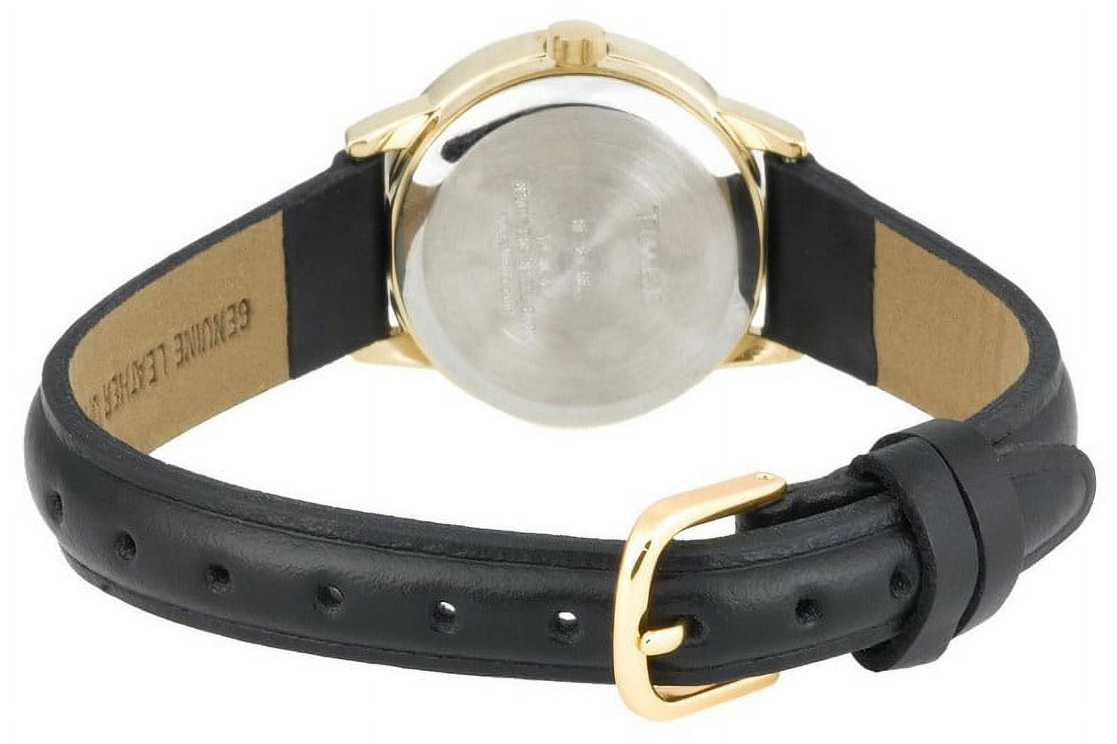 Timex Women's Easy Reader Date Black/Gold/White 25mm Casual Watch, Leather Strap