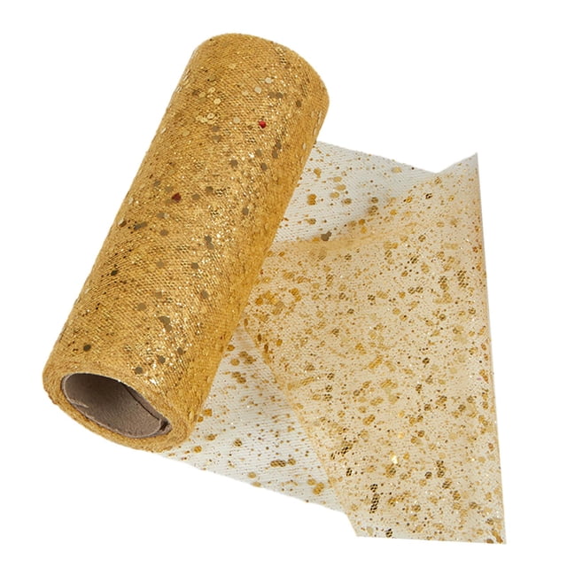Rollo De Tul Brillante Perfecl Cinta De Malla 15cm De Ancho 10 Yardas Oro