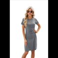 thumbnail image 4 of Women's Short Sleeve Ruched Casual Sundress Midi Bodycon T Shirt Dress, 4 of 10