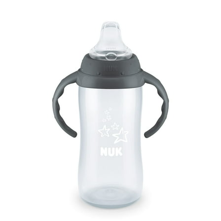 NUK Large Learner Tritan Cup, Soft Spout, 10 Ounce, Gray Star, 1 Count